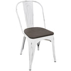 Oregon Dining Chair - Set of 2 - Vintage White Metal, Espresso Bamboo