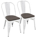 Oregon Dining Chair - Set of 2 - Vintage White Metal, Espresso Bamboo