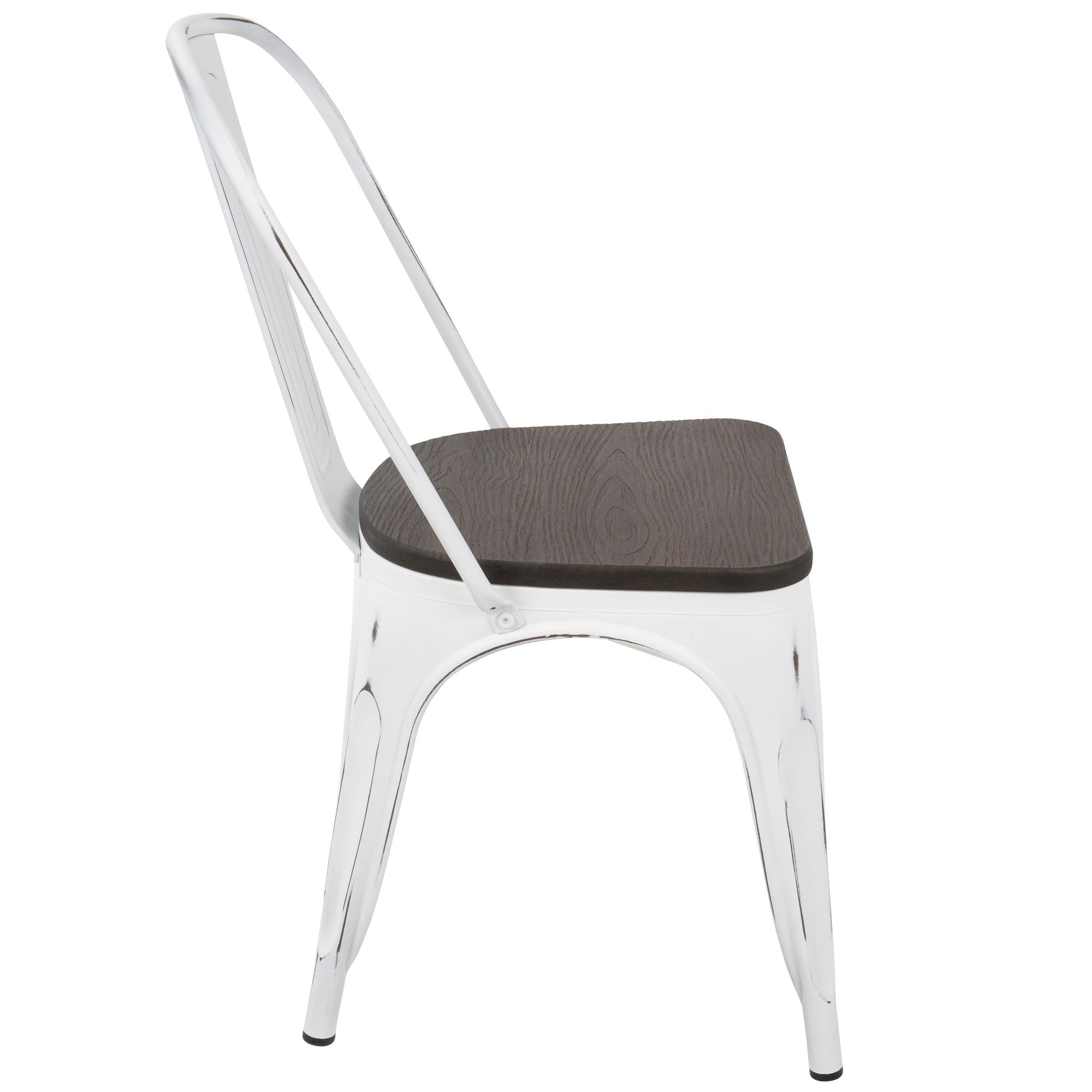 Oregon Dining Chair - Set of 2 - Vintage White Metal, Espresso Bamboo