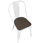 Oregon Dining Chair - Set of 2 - Vintage White Metal, Espresso Bamboo