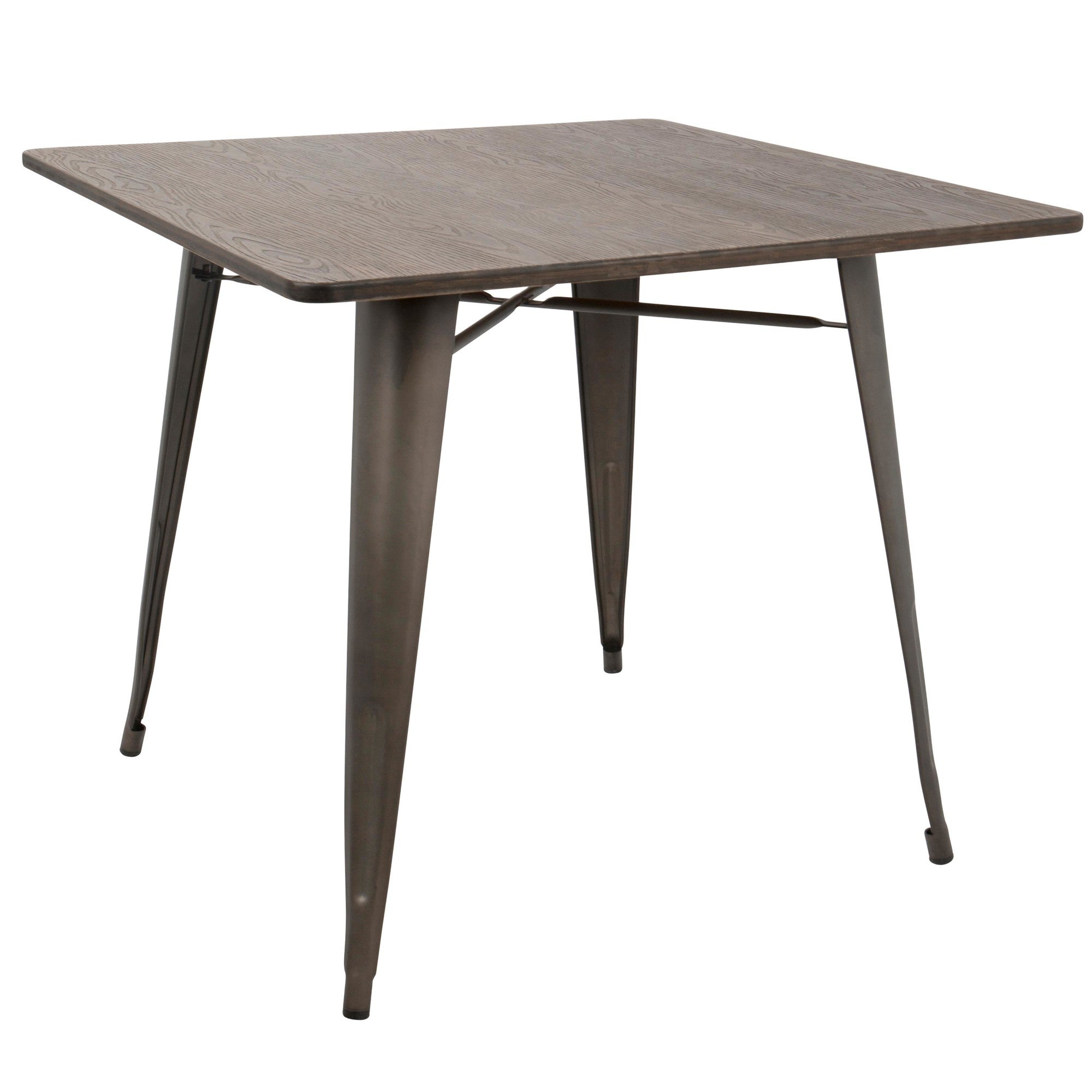 Oregon Dinette Table - Antique Metal, Espresso Bamboo