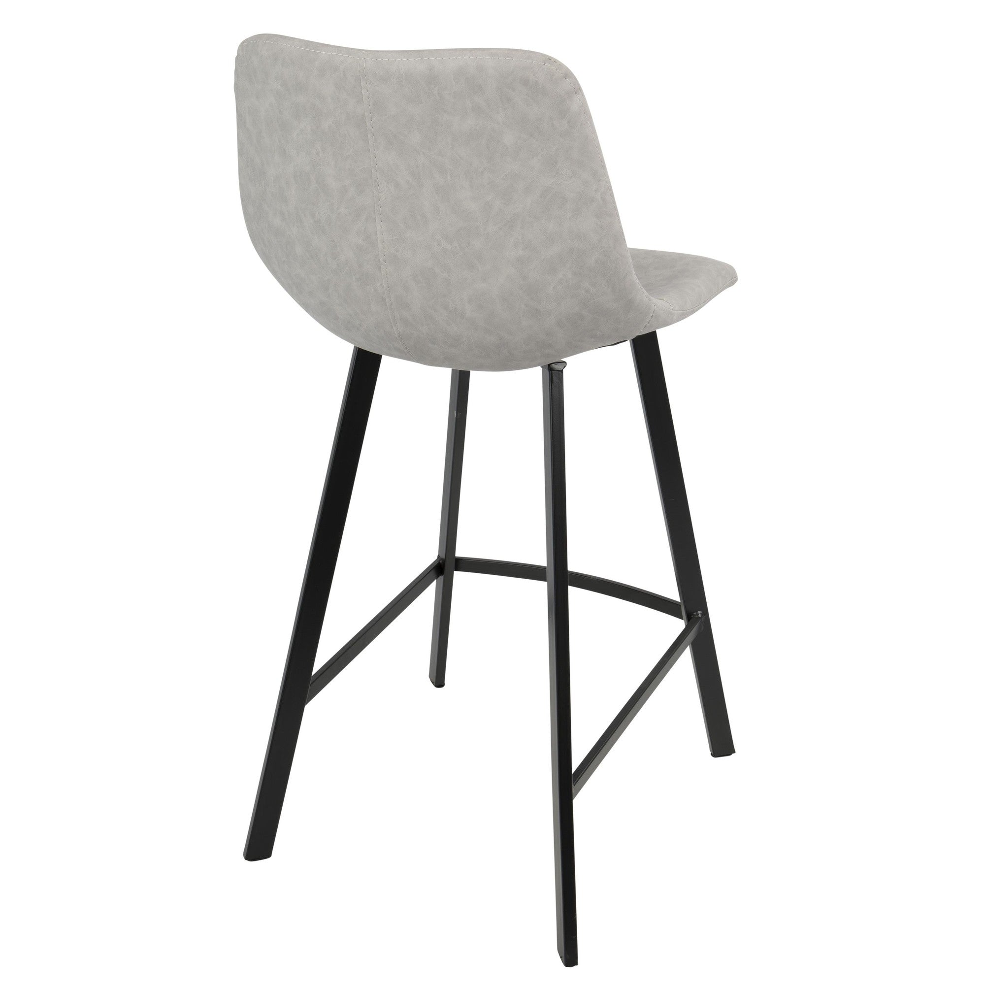 Outlaw 26" Fixed-Height Counter Stool - Set of 2 - Black Metal, Grey PU