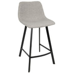 Outlaw 26" Fixed-Height Counter Stool - Set of 2 - Black Metal, Grey PU