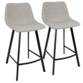 Outlaw 26" Fixed-Height Counter Stool - Set of 2 - Black Metal, Grey PU