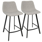 Outlaw 26" Fixed-Height Counter Stool - Set of 2 - Black Metal, Grey PU