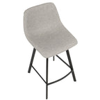 Outlaw 26" Fixed-Height Counter Stool - Set of 2 - Black Metal, Grey PU