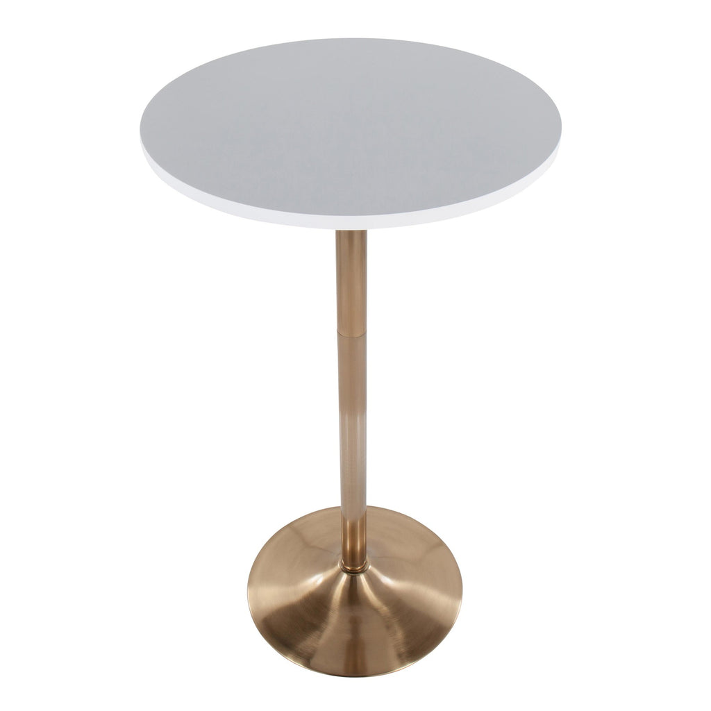 Pebble Table - Gold Metal, White Mdf