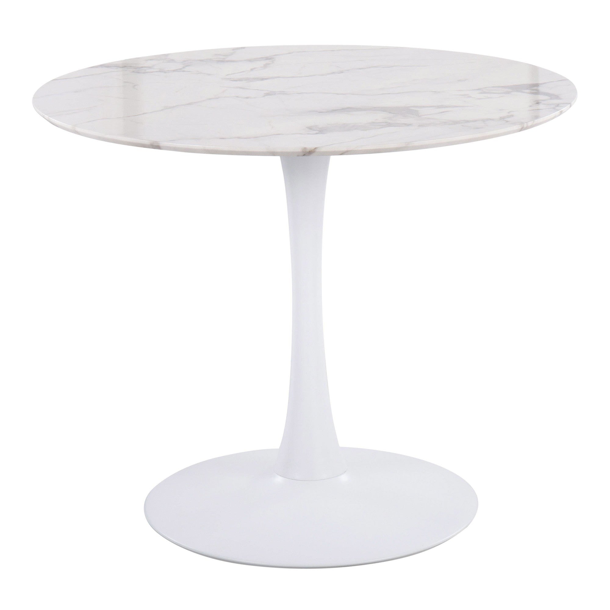 Pebble Mod Table - White Metal, White Marble Veneer