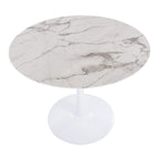 Pebble Mod Table - White Metal, White Marble Veneer