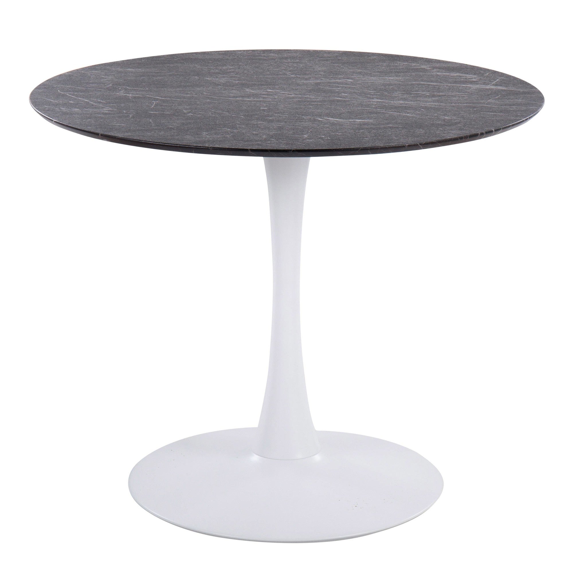 Pebble Mod Table - White Metal, Black Marble Veneer