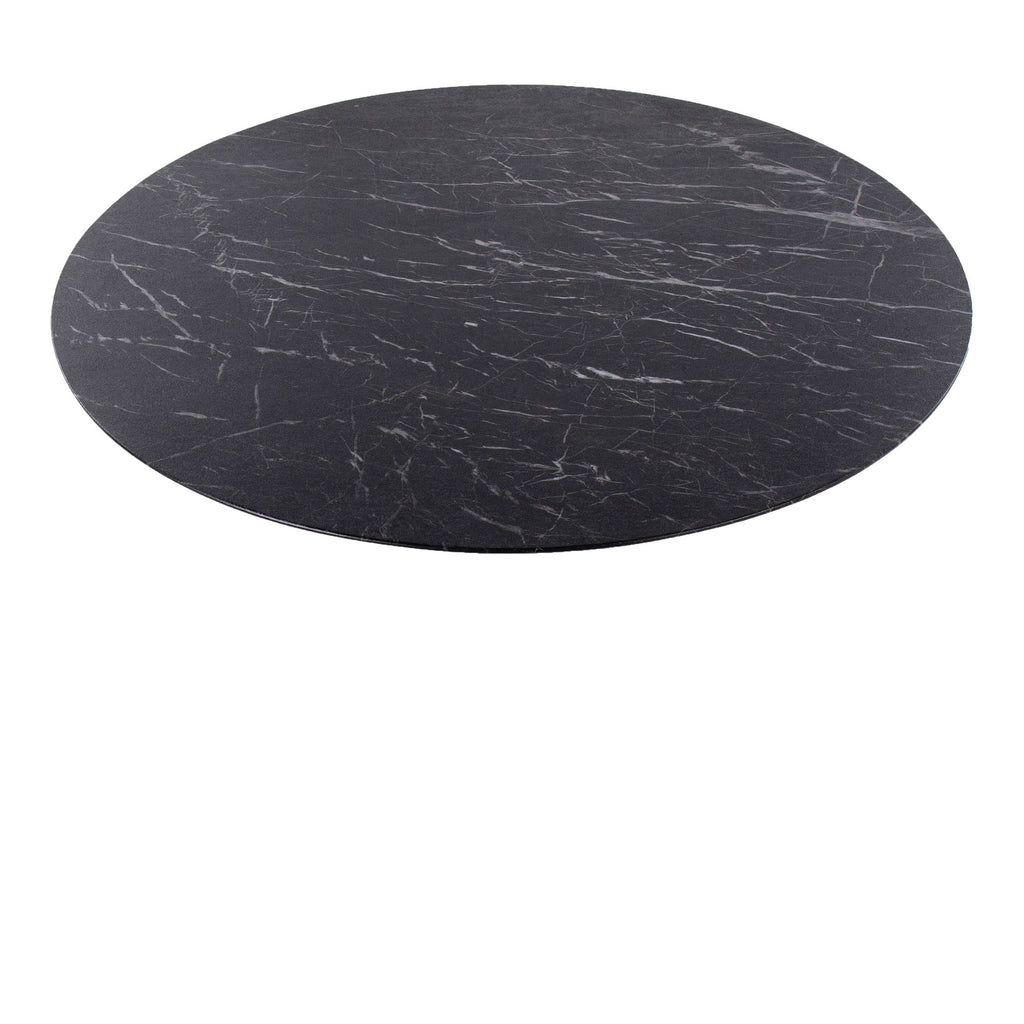 Pebble Mod Table - White Metal, Black Marble Veneer