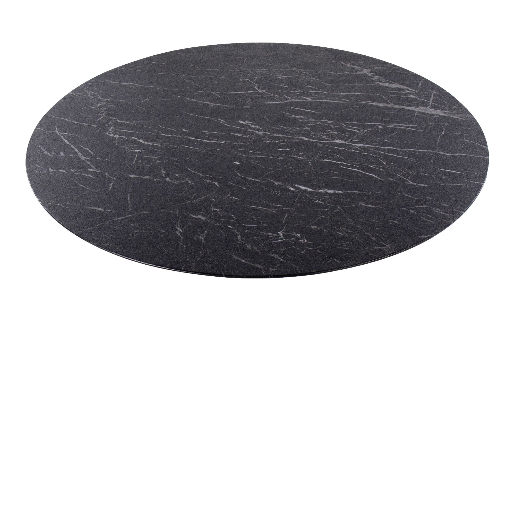 Pebble Mod Table - White Metal, Black Marble Veneer