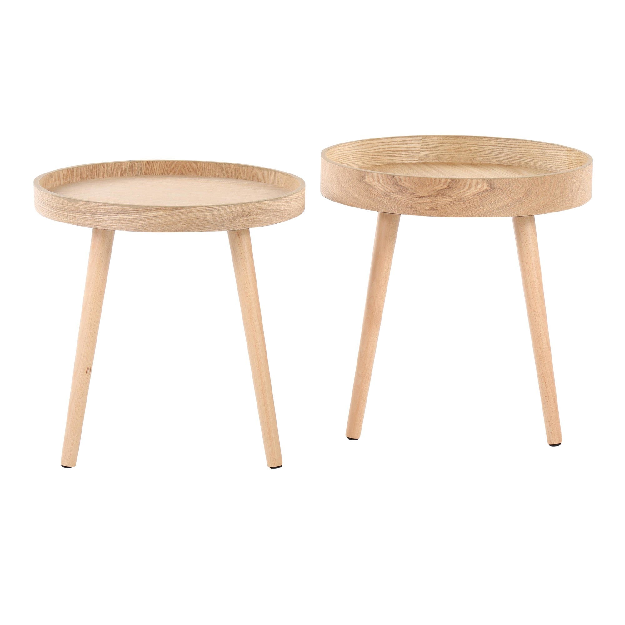 Pebble Side Table Set - Natural Wood