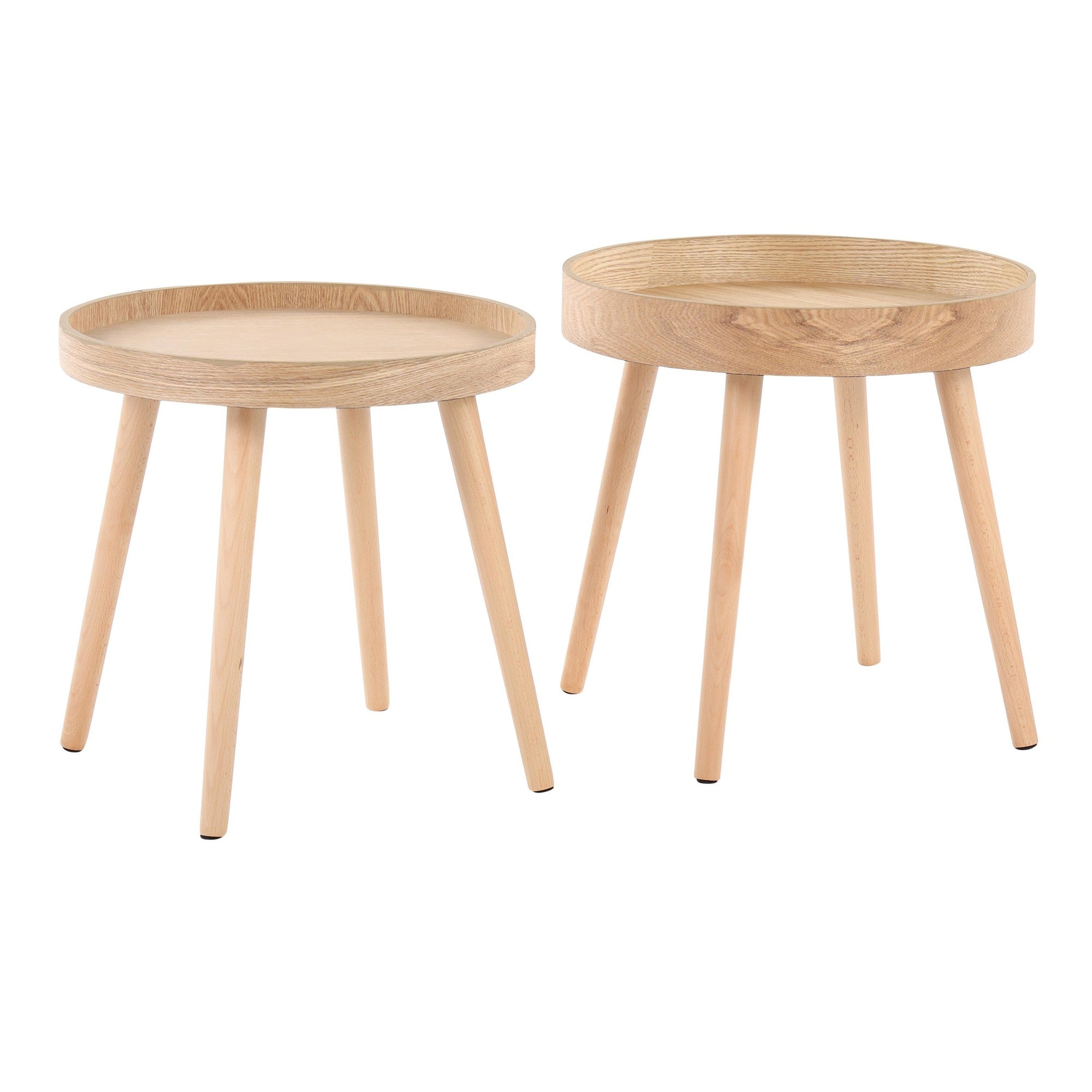Pebble Side Table Set - Natural Wood