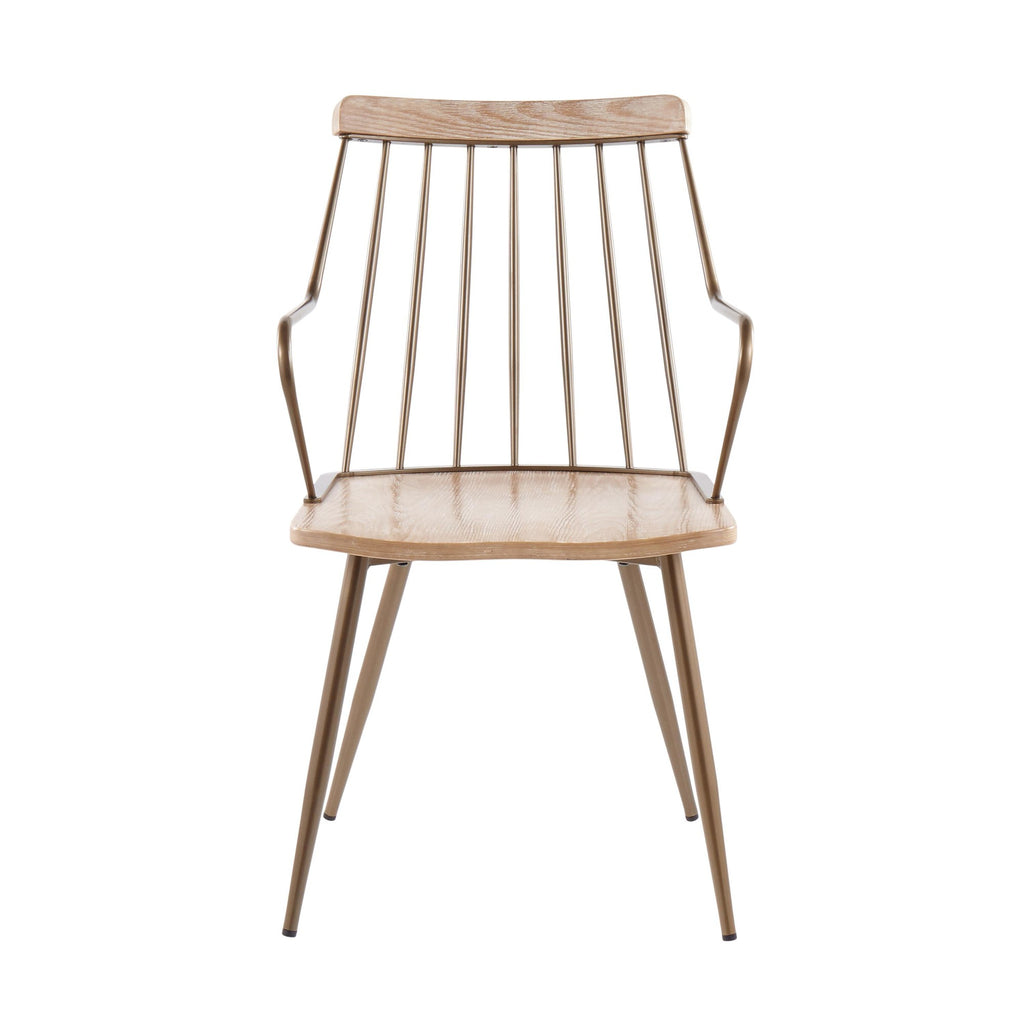 Preston Chair - Antique Copper Metal, Whitewashed Wood