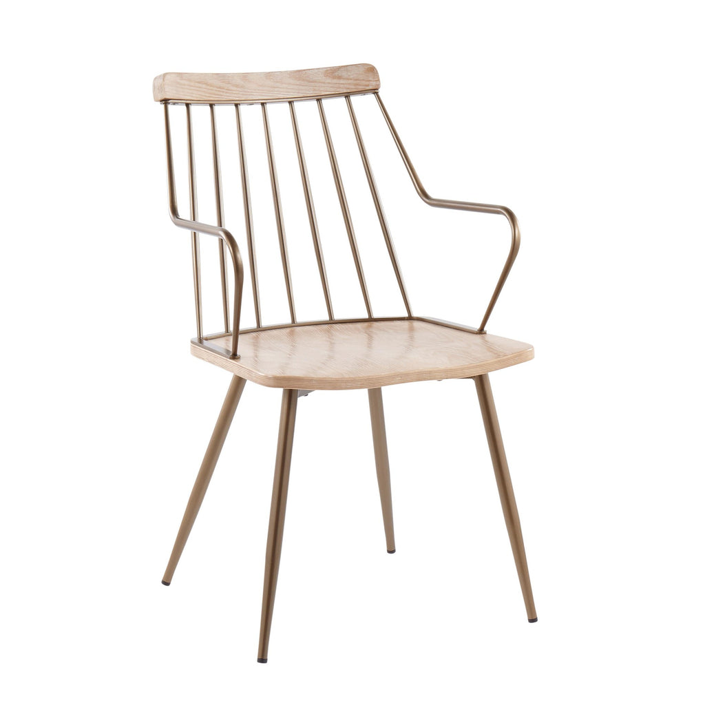 Preston Chair - Antique Copper Metal, Whitewashed Wood