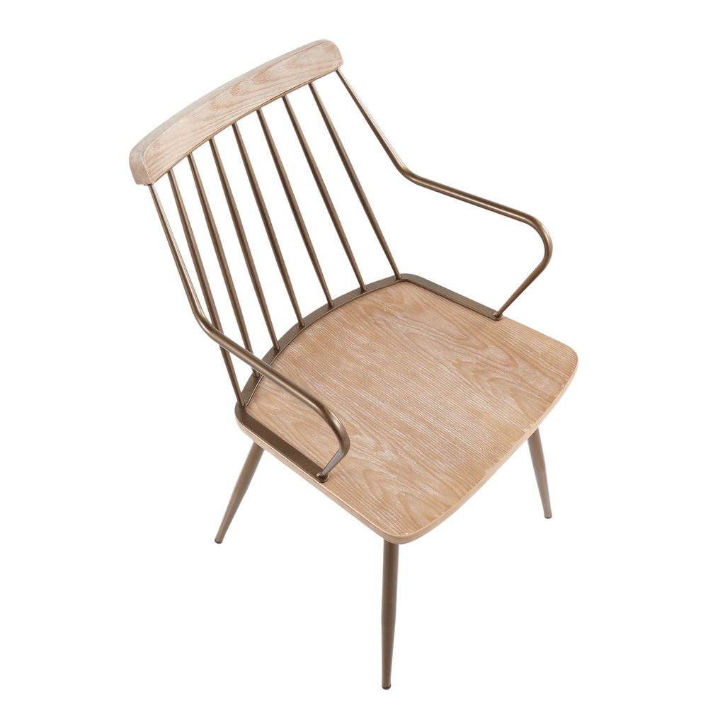 Preston Chair - Antique Copper Metal, Whitewashed Wood