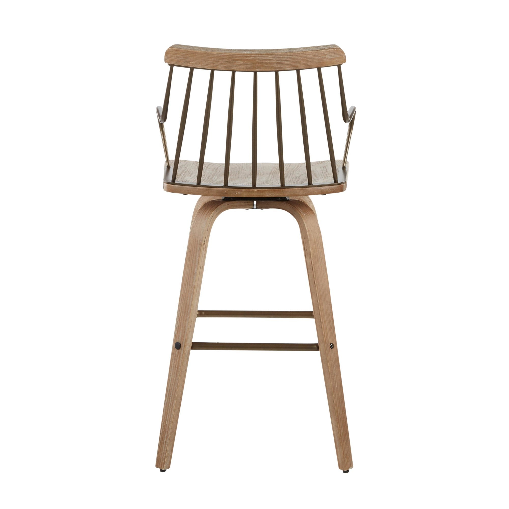 Preston 26" Fixed-Height Counter Stool - Whitewashed Wood, Antique Copper Metal