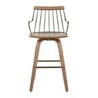 Preston 26" Fixed-Height Counter Stool - Whitewashed Wood, Antique Copper Metal