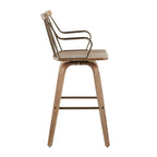 Preston 26" Fixed-Height Counter Stool - Whitewashed Wood, Antique Copper Metal