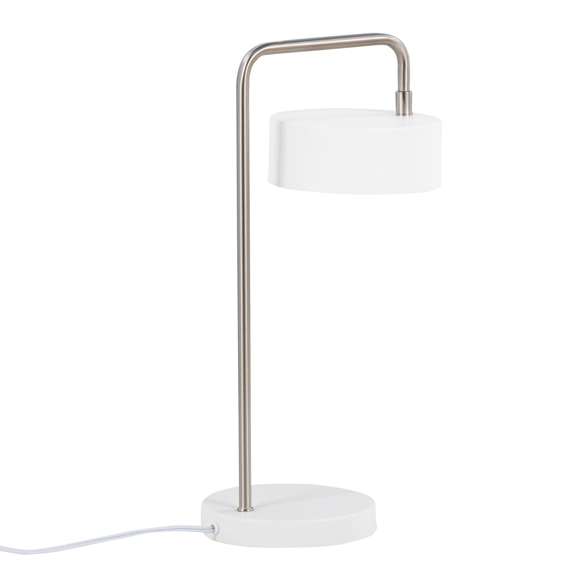 Puck Table Lamp - White Metal, Nickel Metal