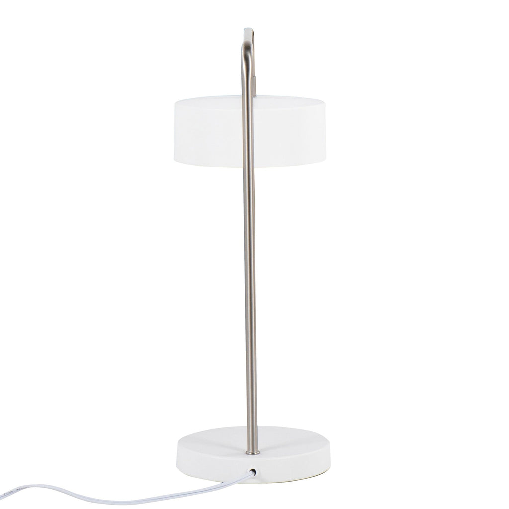 Puck Table Lamp - White Metal, Nickel Metal