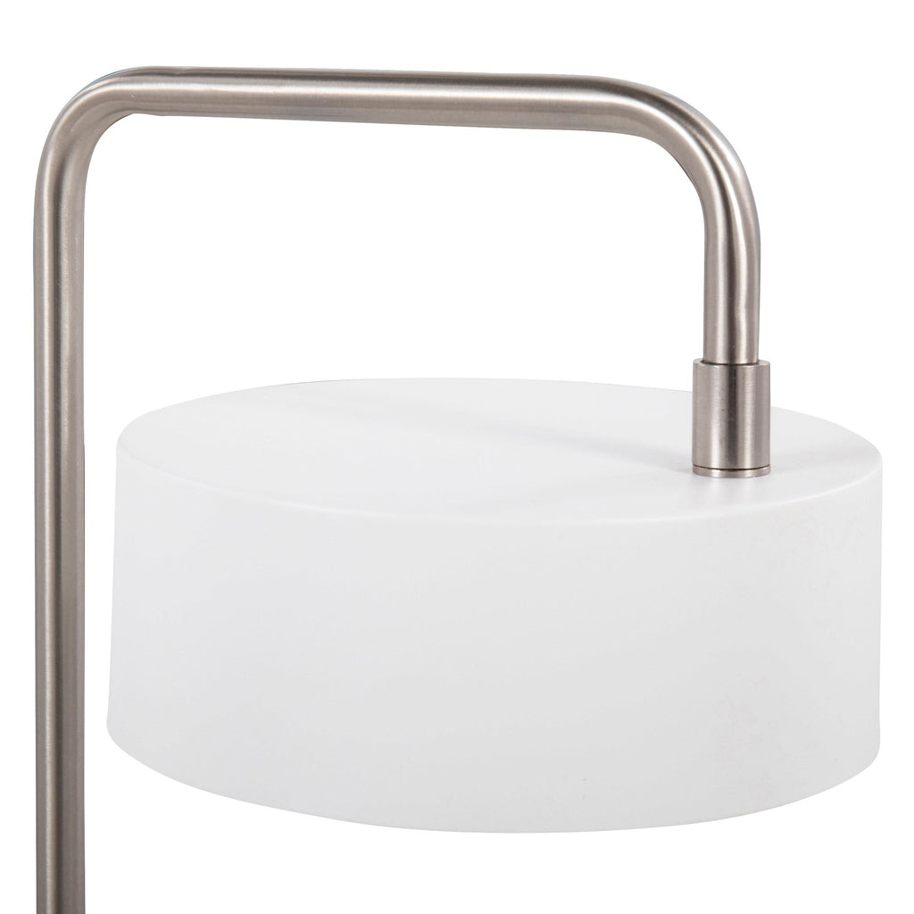 Puck Table Lamp - White Metal, Nickel Metal