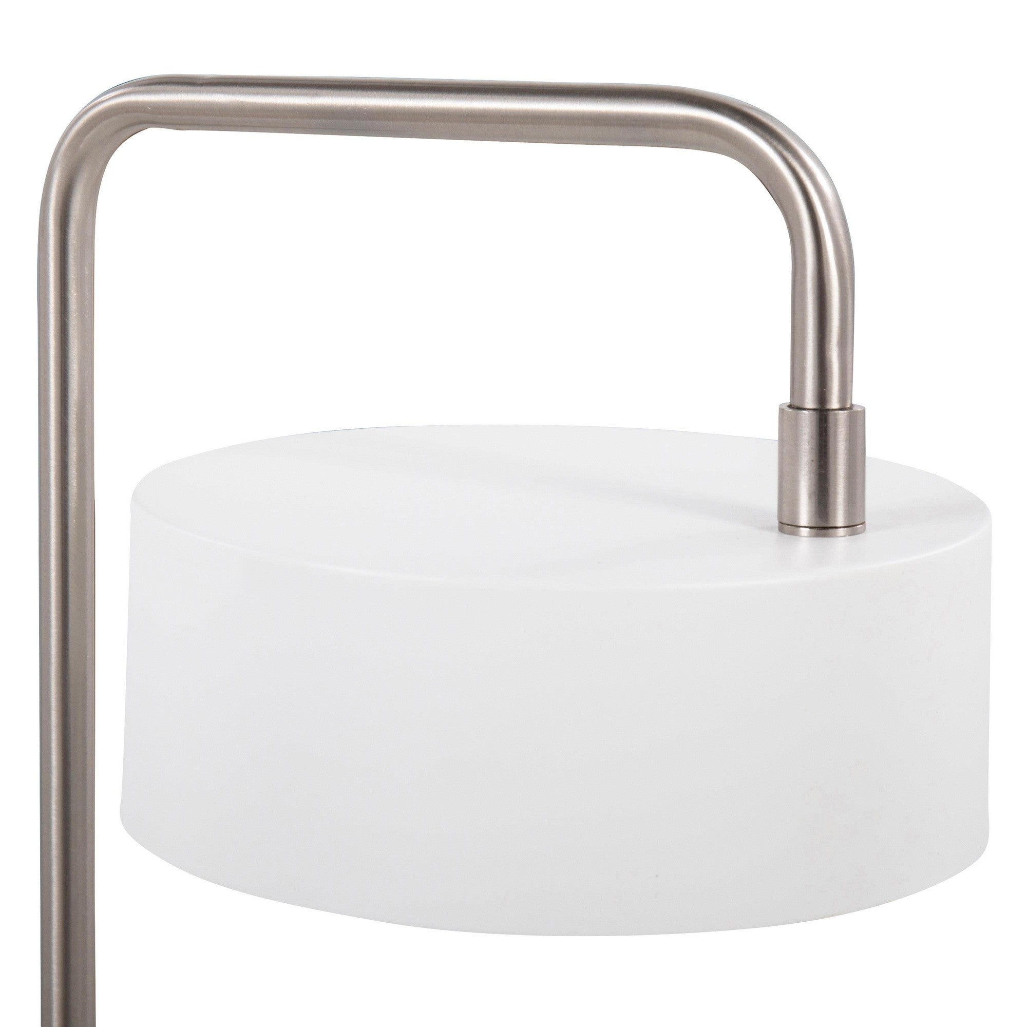 Puck Table Lamp - White Metal, Nickel Metal