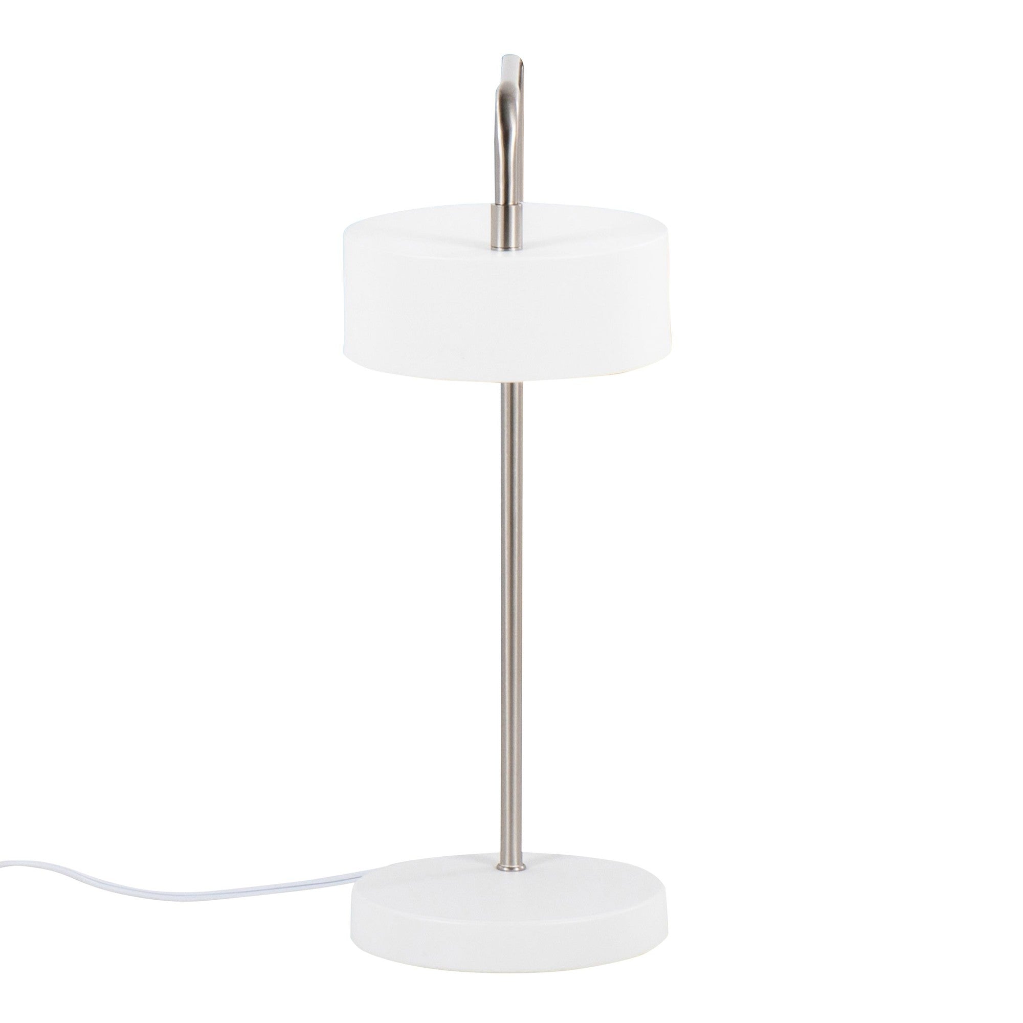 Puck Table Lamp - White Metal, Nickel Metal