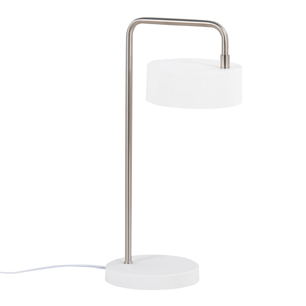 Puck Table Lamp - White Metal, Nickel Metal