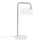 Puck Table Lamp - White Metal, Nickel Metal