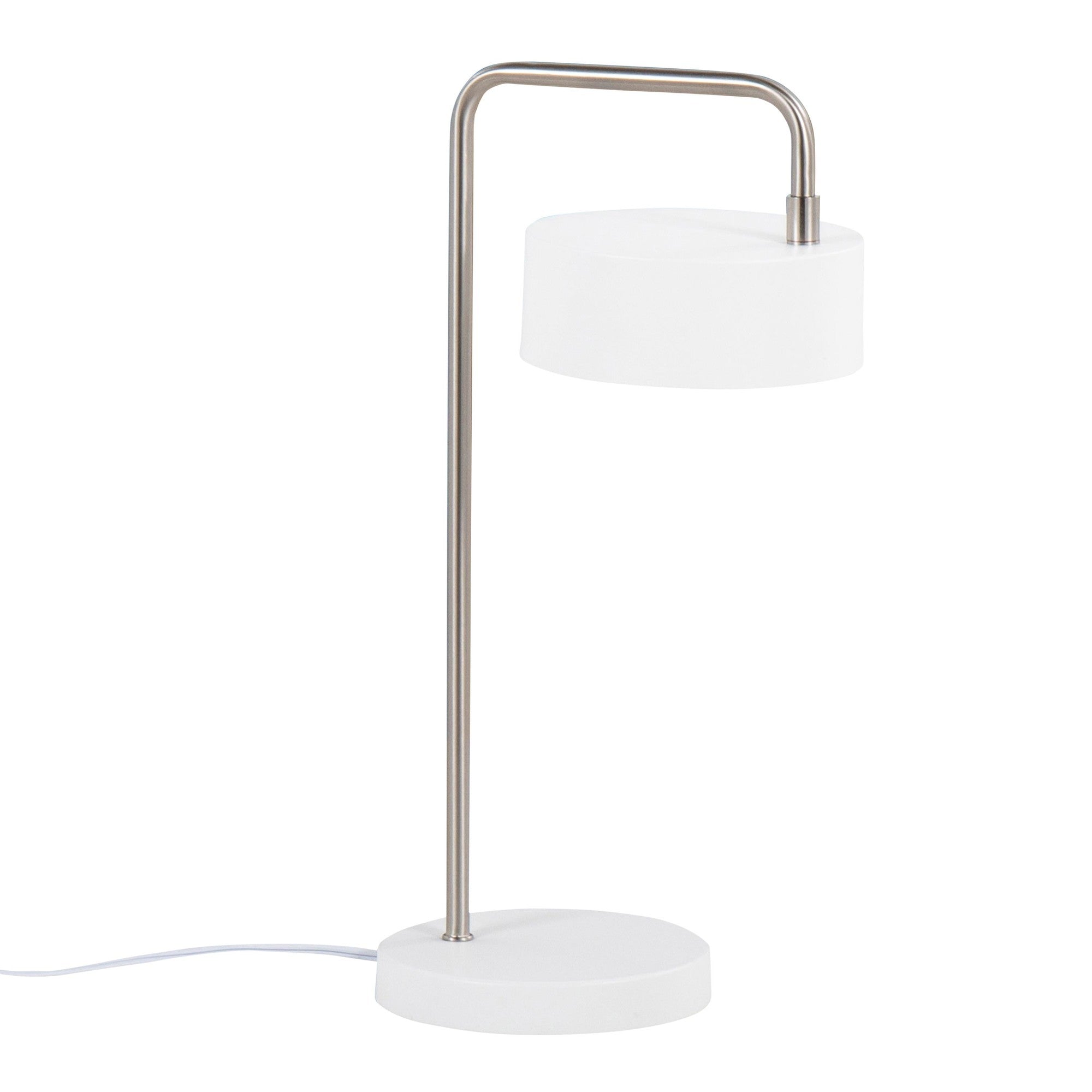 Puck Table Lamp - White Metal, Nickel Metal