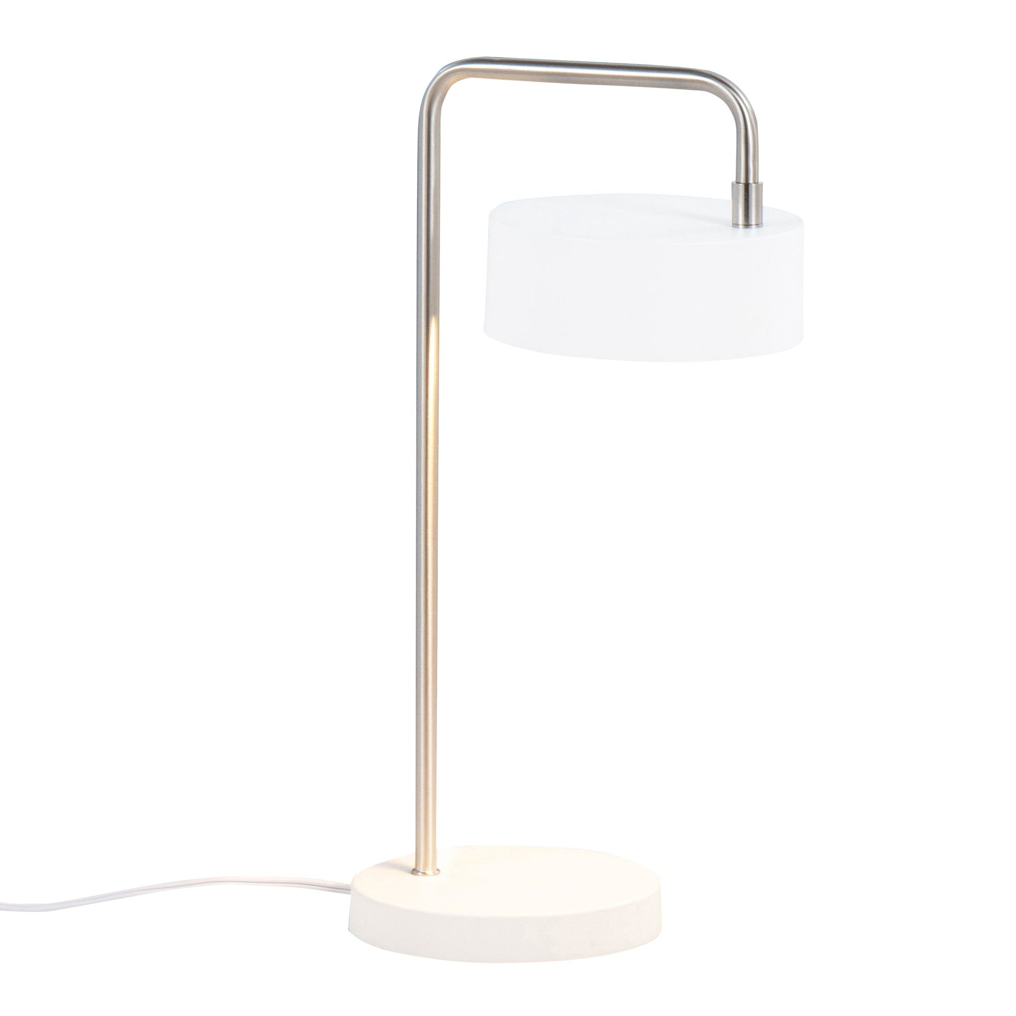 Puck Table Lamp - White Metal, Nickel Metal