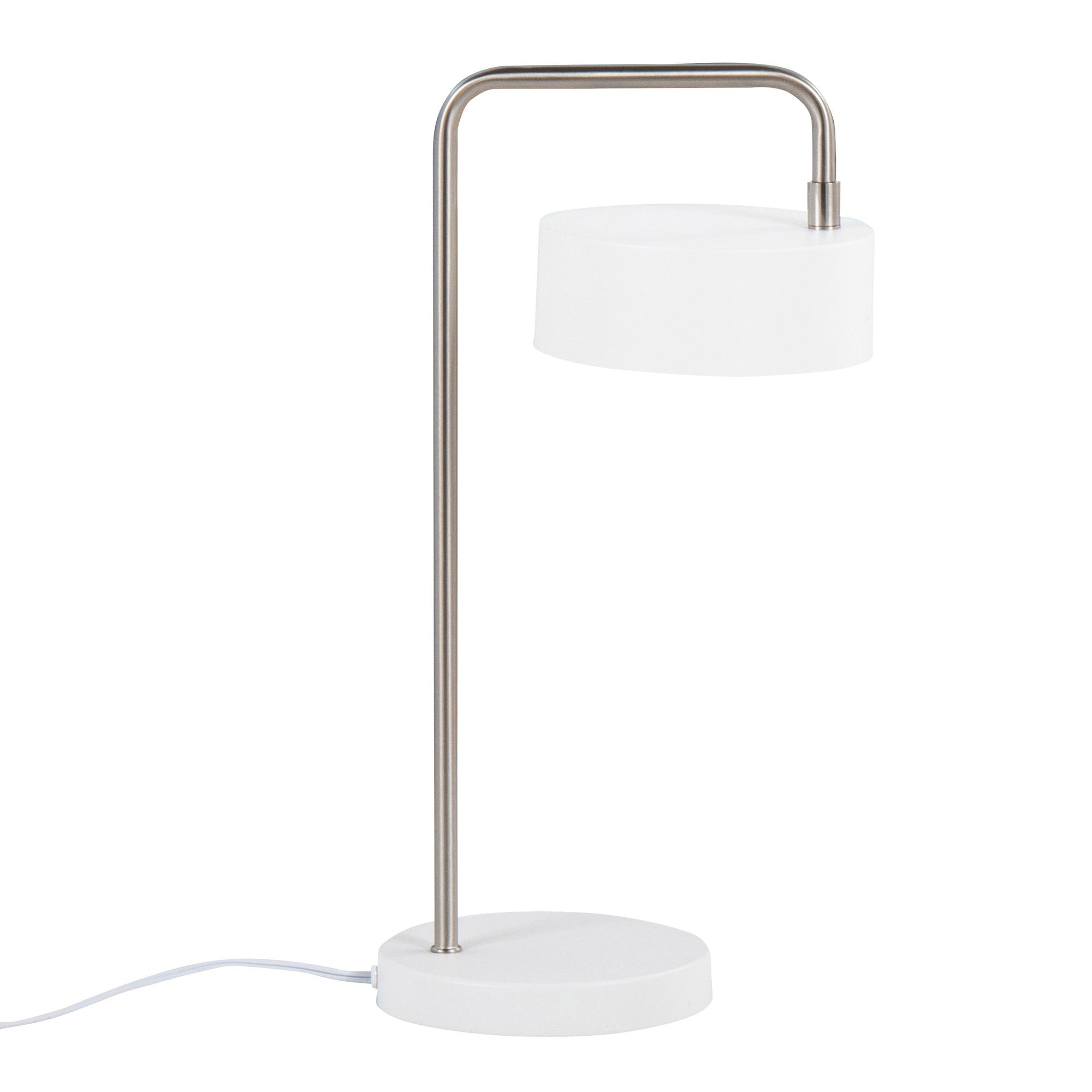 Puck Table Lamp - White Metal, Nickel Metal