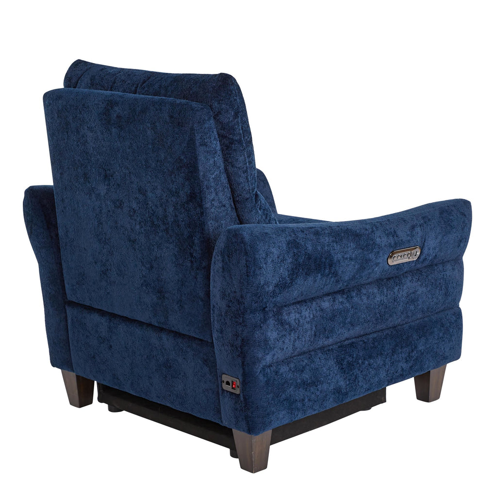Slope Upholstered Power Recliner - Espresso Wood, Blue Indigo Fabric