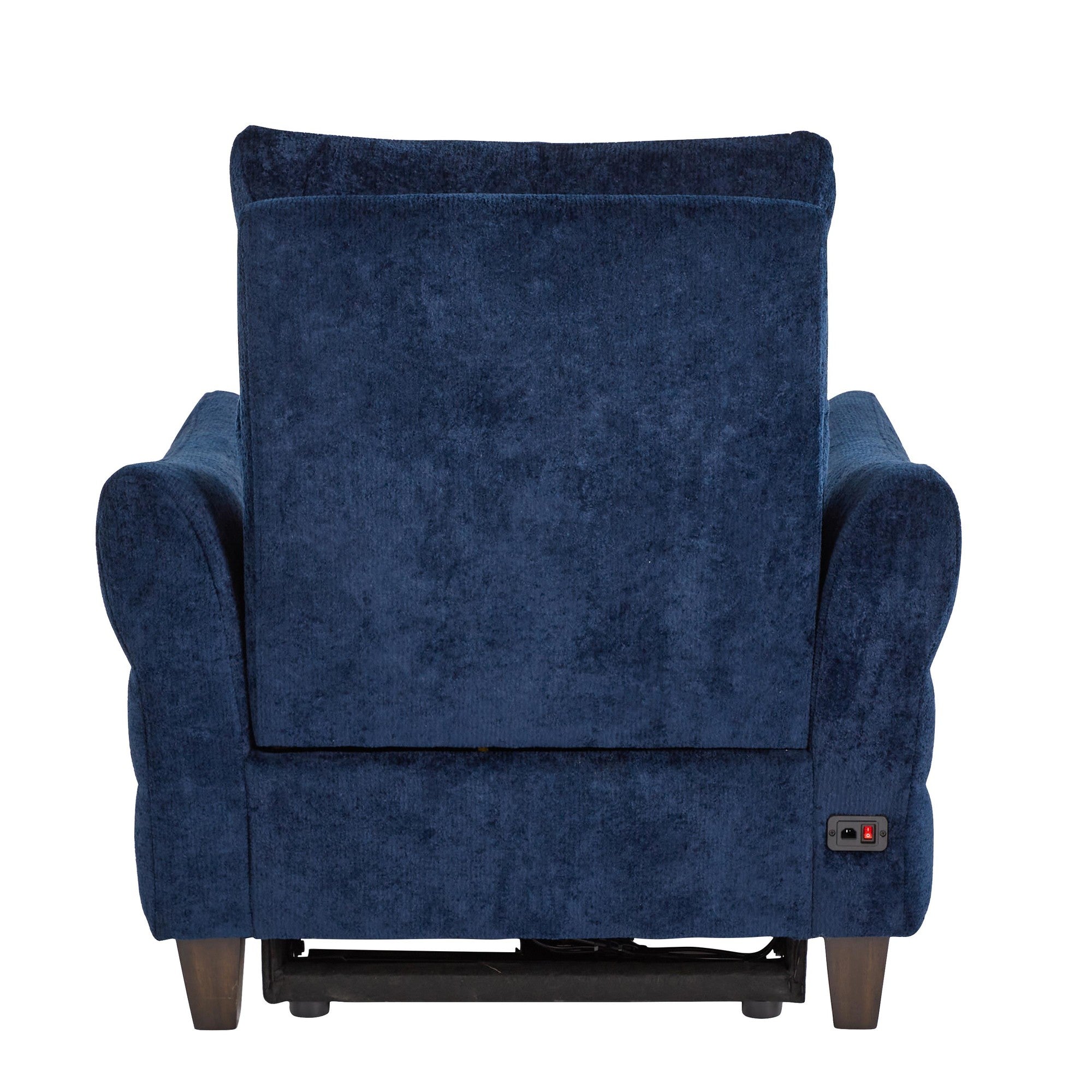 Slope Upholstered Power Recliner - Espresso Wood, Blue Indigo Fabric