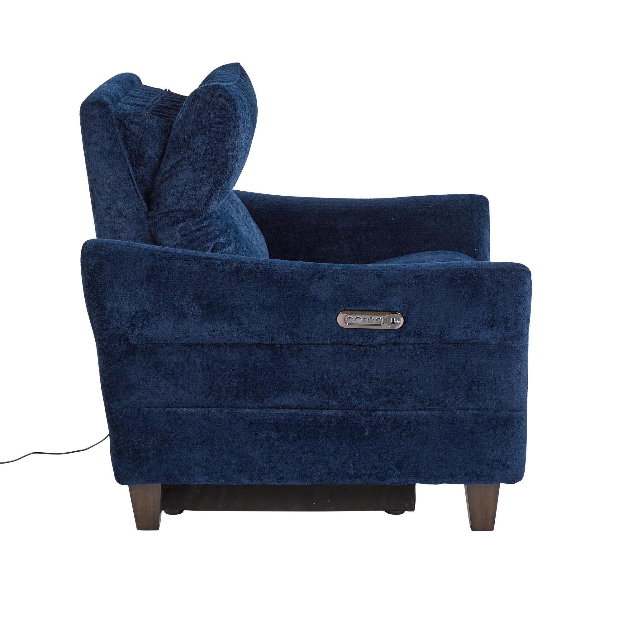 Slope Upholstered Power Recliner - Espresso Wood, Blue Indigo Fabric
