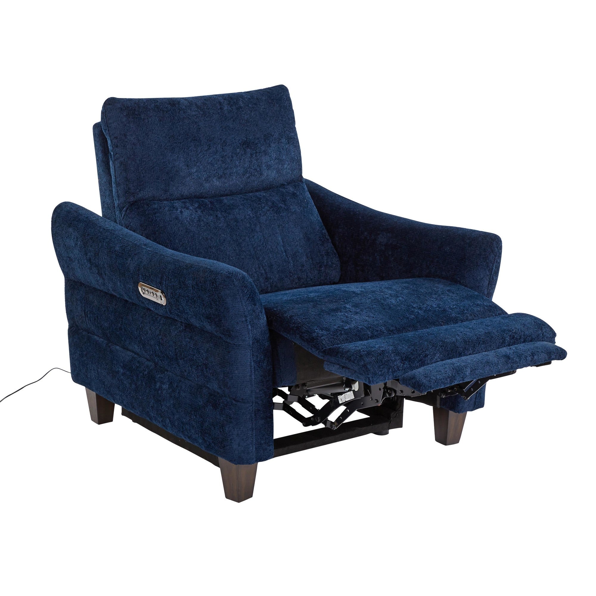 Slope Upholstered Power Recliner - Espresso Wood, Blue Indigo Fabric
