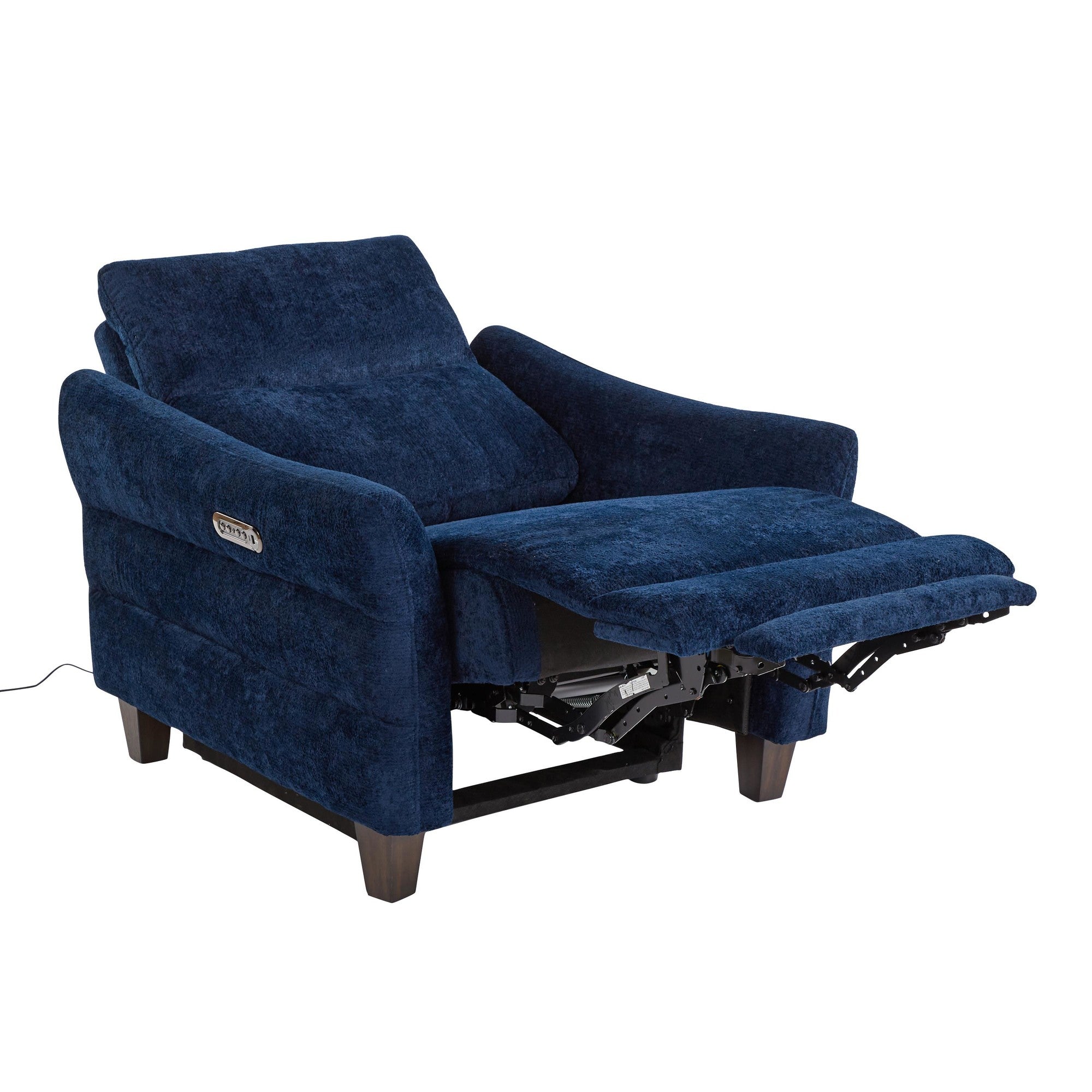Slope Upholstered Power Recliner - Espresso Wood, Blue Indigo Fabric