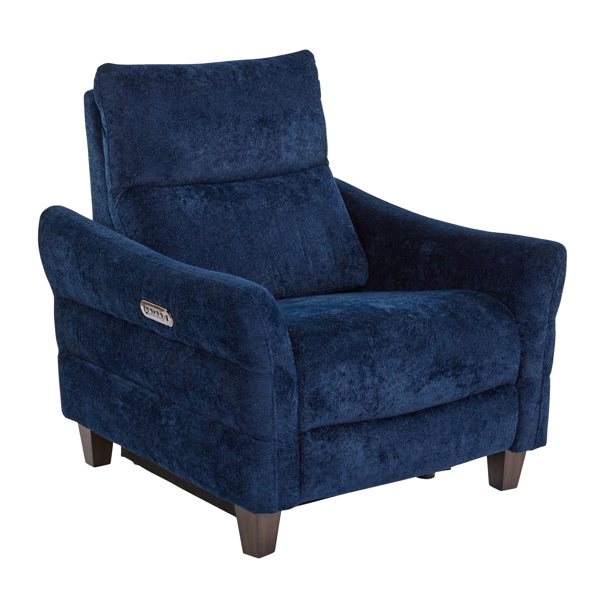 Slope Upholstered Power Recliner - Espresso Wood, Blue Indigo Fabric