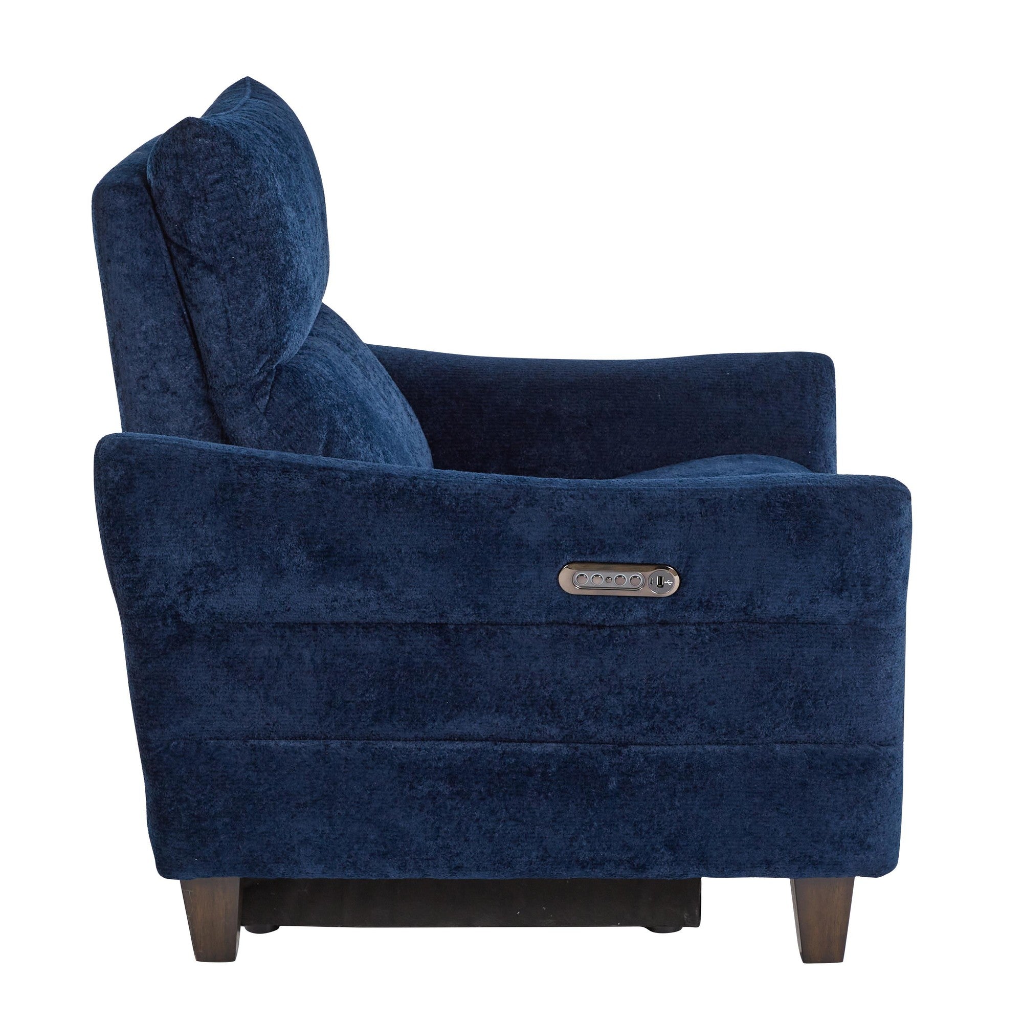 Slope Upholstered Power Recliner - Espresso Wood, Blue Indigo Fabric