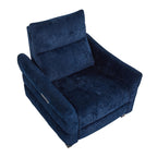 Slope Upholstered Power Recliner - Espresso Wood, Blue Indigo Fabric