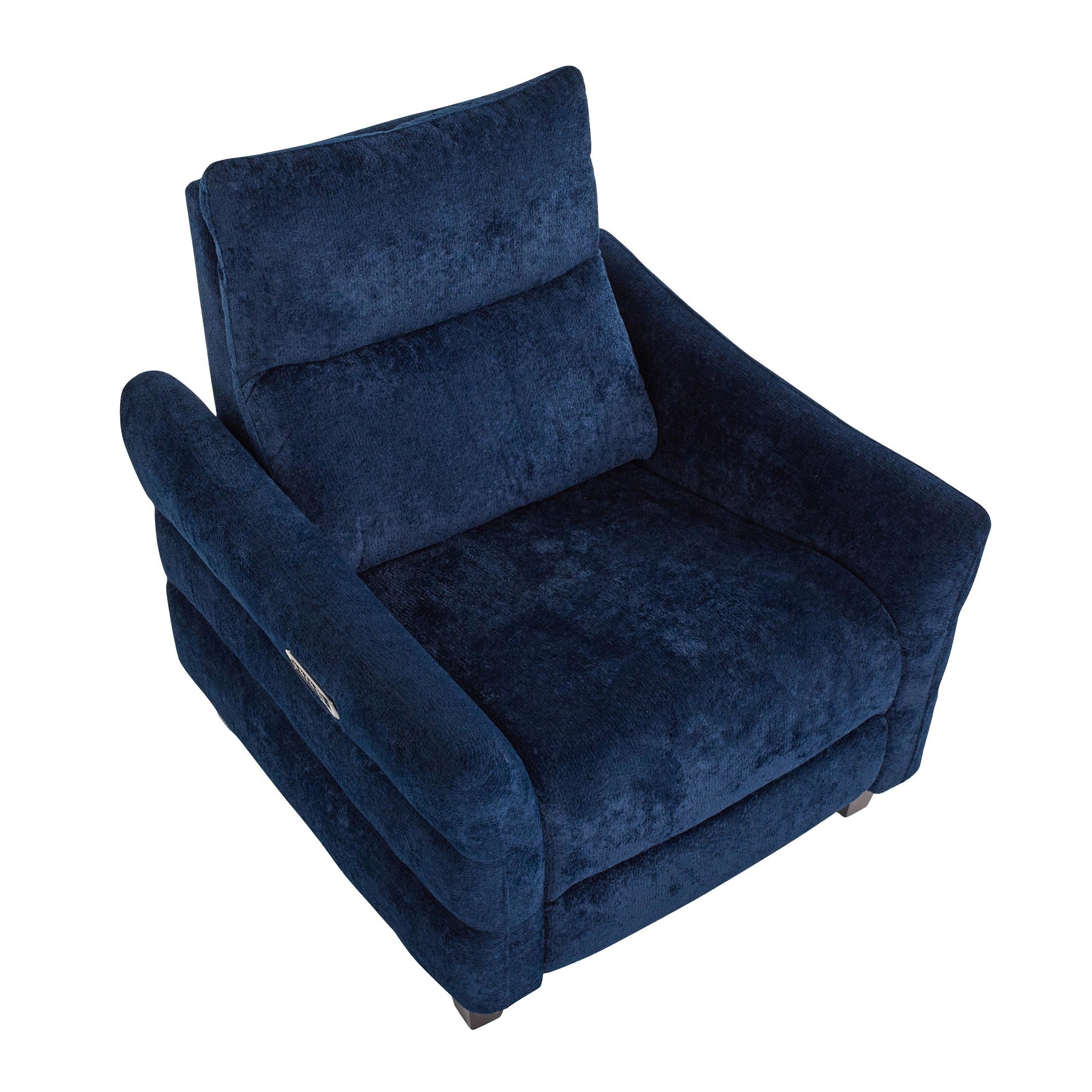 Slope Upholstered Power Recliner - Espresso Wood, Blue Indigo Fabric