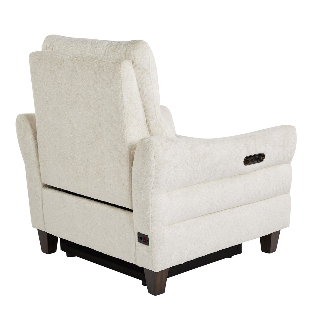 Slope Upholstered Power Recliner - Espresso Wood, Cream Fabric
