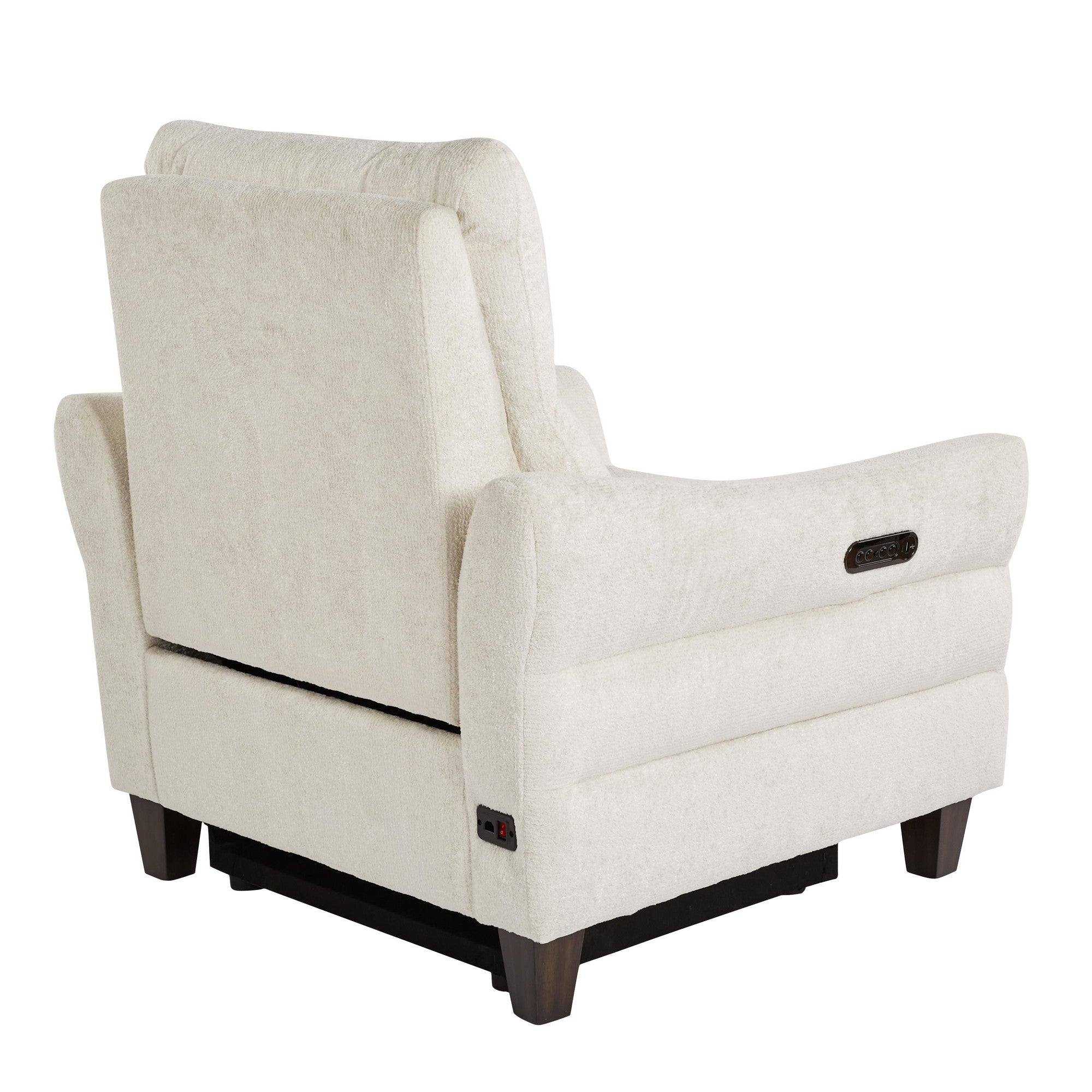 Slope Upholstered Power Recliner - Espresso Wood, Cream Fabric