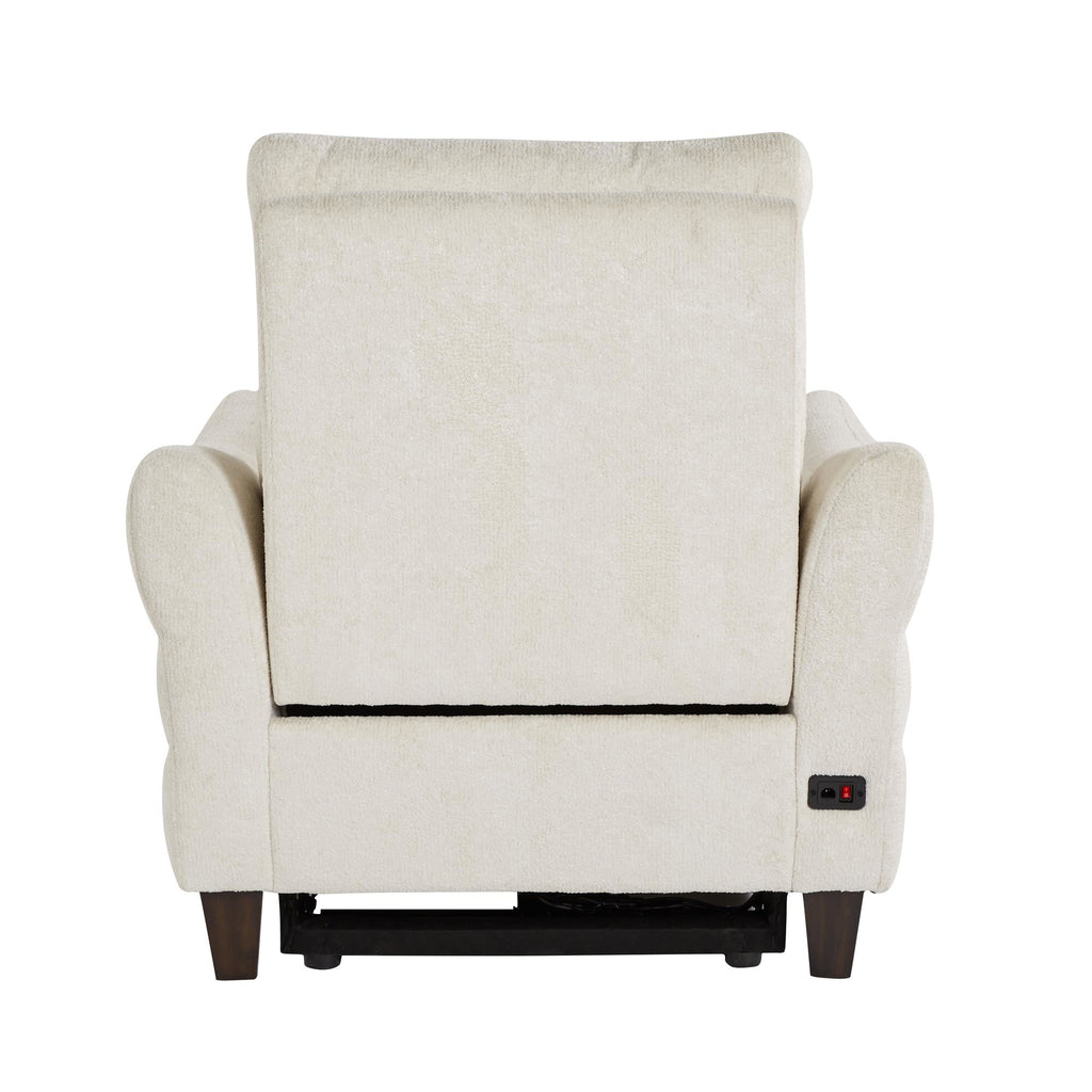Slope Upholstered Power Recliner - Espresso Wood, Cream Fabric