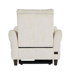 Slope Upholstered Power Recliner - Espresso Wood, Cream Fabric