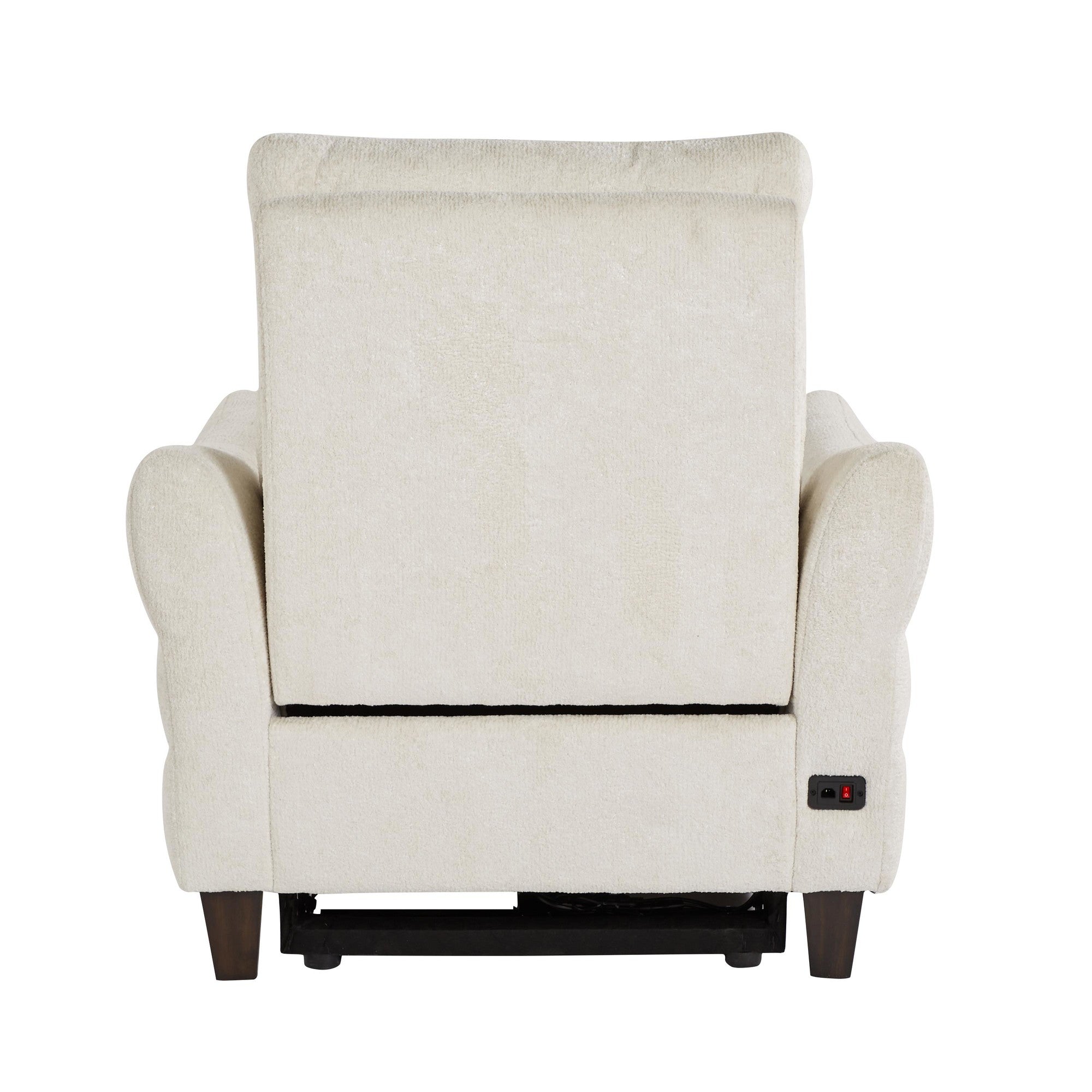 Slope Upholstered Power Recliner - Espresso Wood, Cream Fabric