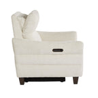 Slope Upholstered Power Recliner - Espresso Wood, Cream Fabric