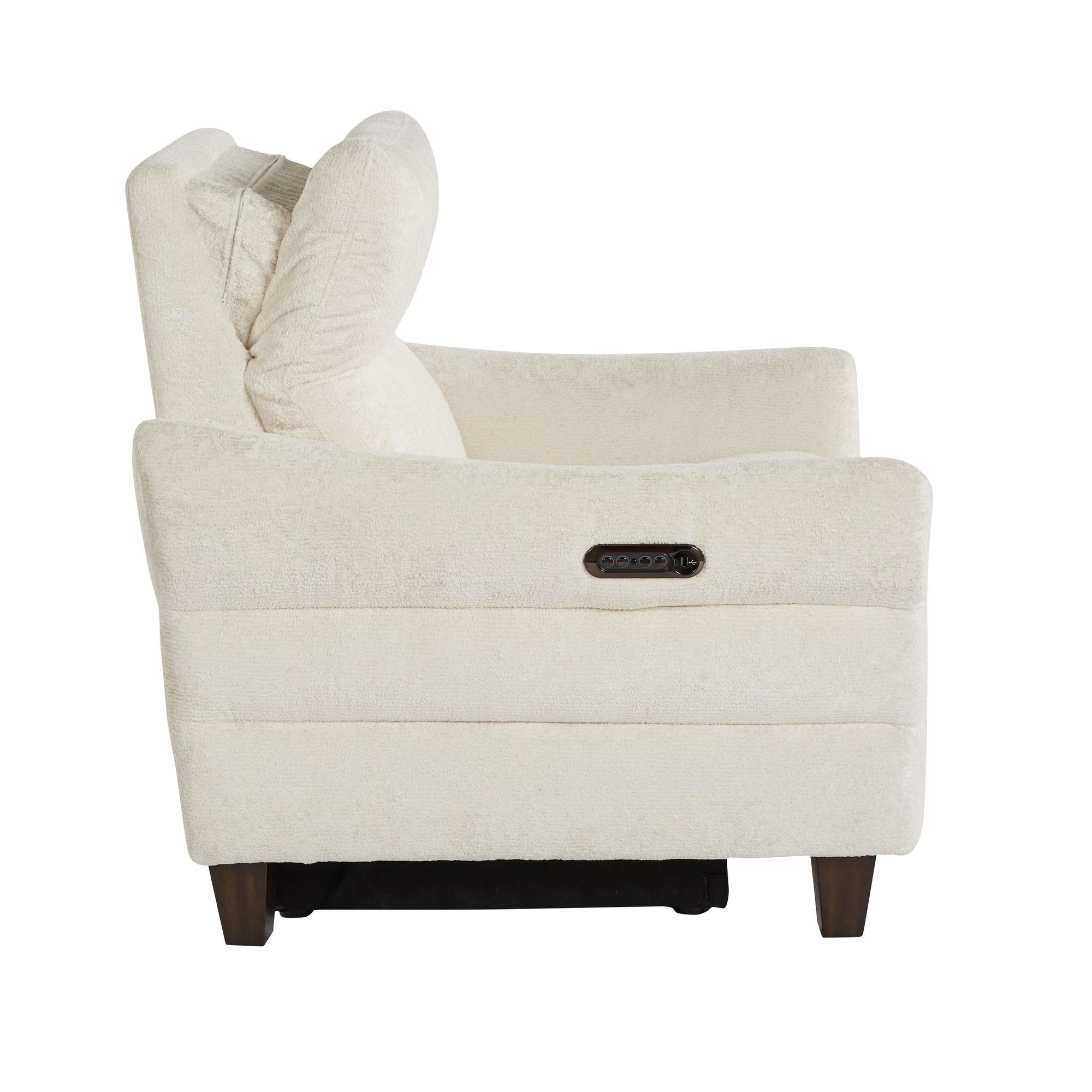 Slope Upholstered Power Recliner - Espresso Wood, Cream Fabric